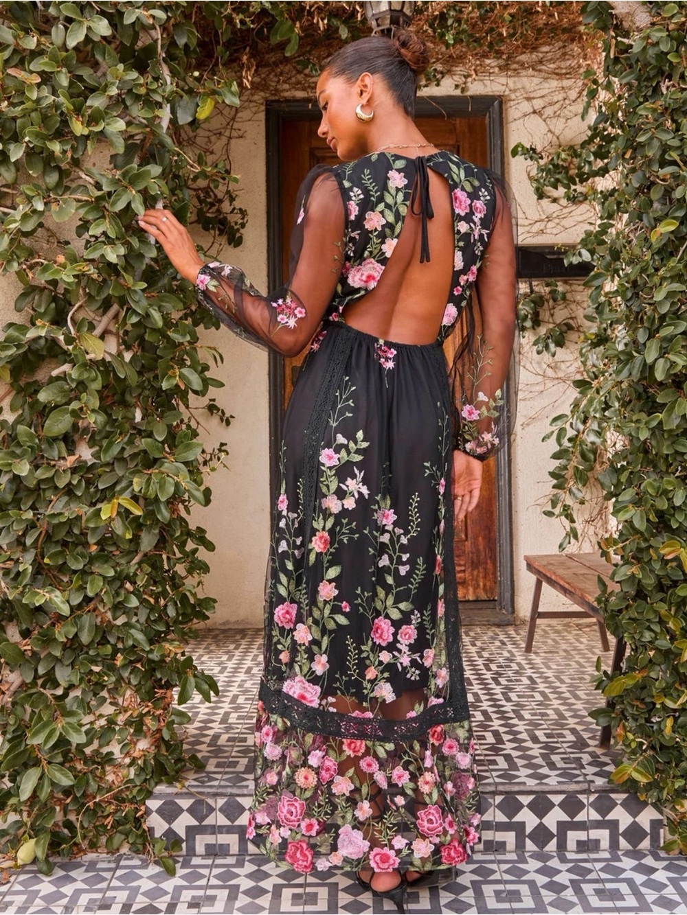 Vici Beloved Bloom Embroidered Floral Maxi Dress